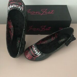 Iron Fist Black and Red Graphic Flats